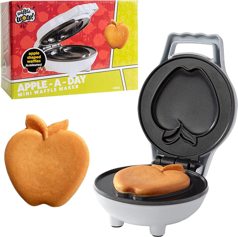 Mini Apple Waffle Maker - Make Breakfast Special for Kids or Adults w/ Individual Fruit Shaped, 4 Inch Waffler Iron, Electric Non Stick Breakfast Appliance, Fun Gift