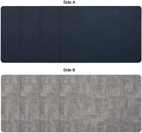 Myir JUN Placemats Washable, Place Mats Faux Leather Double Side , Placemat Easy to Clean Heat Resistant, Table Mat Waterproof Stain Resistant Wipeable , Anti-Slip Table Mats Set of 4 (Grey/Blue)