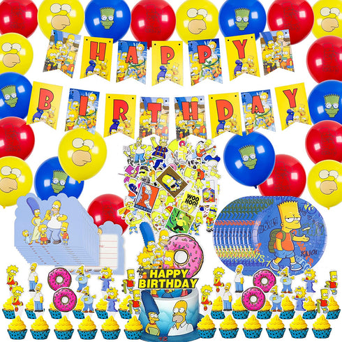 131Pcs Birthday Party Supplies, Birthday Decorations Set for Boys and Girls Include Banner, Cake Topper, Cupcake Toppers, Plates, Stickers, Balloons, Birthday Party Decorations for Kids