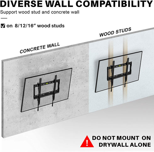 Tilting TV Wall Mount Low Profile for Most 26-55" Flat Screen LED, LCD, Curved TVs, Tilt TV Mount Bracket VESA 400x400mm- Holds Up to 99lbs, Easily Lock and Release to Mount on 12" or 16" Stud