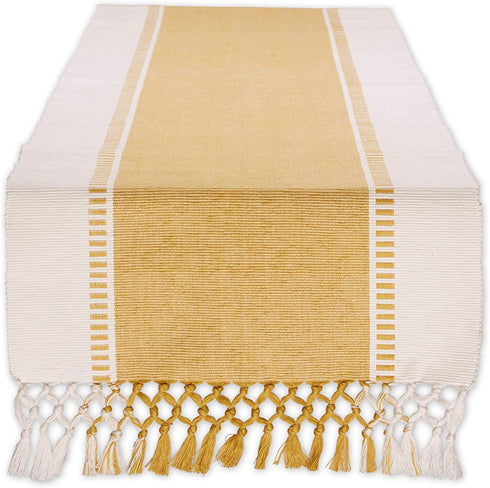 DII Dobby Stripe Woven Table Runner, 13x72, Honey Gold
