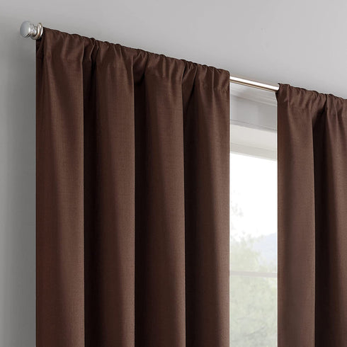 ECLIPSE Kendall Modern Blackout Thermal Rod Pocket Window Curtain for Bedroom or Living Room (1 Panel), 42" x 63", Chocolate