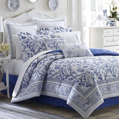 Laura Ashley Home Charlotte Collection Perfect Decorative Throw Pillow, Premium Designer Quality, Decorative Pillow for Bedroom Living Room and Home Décor, 1 Count (Pack of 1), China Blue