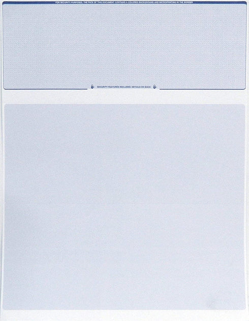 Endoc Computer Check Paper - 50 Pack - Blank Stock Check on Top and Stub on Bottom - Security Features & Laser Printer Compatible for Home and Business – Blue Diamond