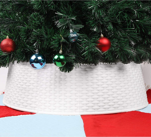 Blissun Christmas Tree Ring, Plastic Christmas Tree Collar, Christmas Tree Skirt for Artificial Christmas Trees Decoration (White)