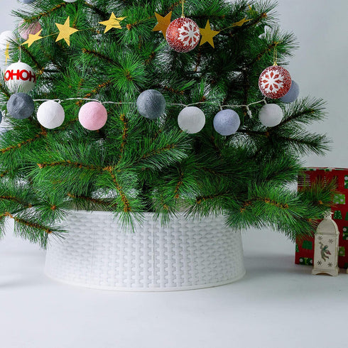 Blissun Christmas Tree Ring, Plastic Christmas Tree Collar, Christmas Tree Skirt for Artificial Christmas Trees Decoration (White)