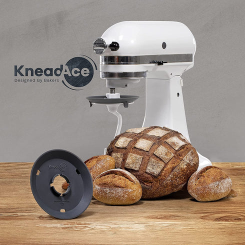 KneadAce Dough Hook Shield For Kitchen Aid - Prevents Your Dough from Climbing Up and Clogging Up Your Mixer Mess Free Mixer Accessory Compatible With Most KitchenAid C Shape Dough Hooks (Dark Grey)