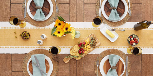 DII Dobby Stripe Woven Table Runner, 13x72, Honey Gold