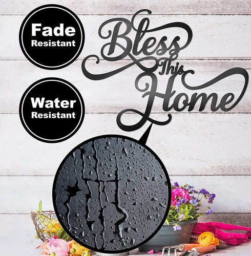 Vivegate Bless This Home Wall Decor Black Metal Art 18X13 Bless This Home Metal Wall Stencil Decor Entryway Living Room Decoration Signs