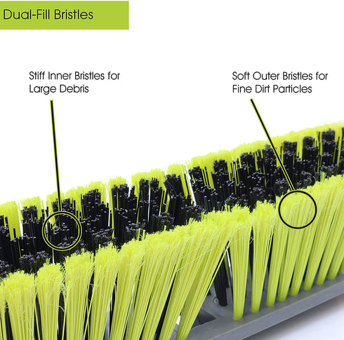 PHYEX 18 Push Broom with Adjustable Long Handle, Multi-Surface Floor Scrub Brush for Cleaning Deck, Patio, Garage, Driveway
