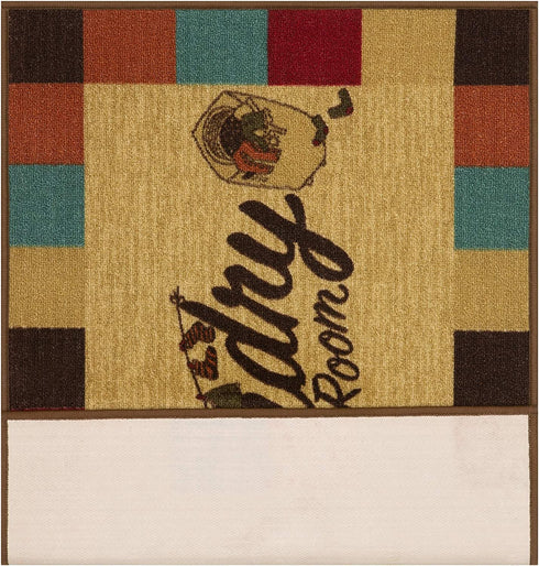 Ottomanson Laundry Collection Checkered Border Rubberback Area Rug/Mat, 2'3" x 3', Multicolor