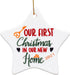 Heart's Sign Ceramic First Christmas in New Home Ornament 2021 | Xmas New Homeowner | New Home Gifts for Home | Our First Apartment Ornament 2021 | New House Gifts for Newlyweds Home