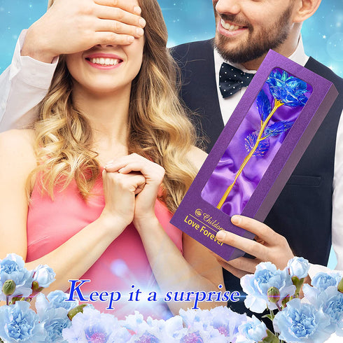 Colorful Blue Rose Flower Gifts for Her,Valentines Day Gifts,Rainbow Rose Flower Present with Gift Package Box Great Valentines Gift Idea for Women,Valentine's Day,Mom Gifts, Birthday, Anniversary