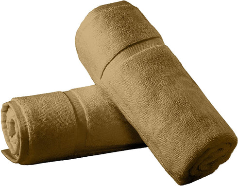 Bliss Casa Cotton Banded Bath Mat (2 Pack) 20 x 32 Inch 1000 GSM Genuine Ring Spun Cotton Highly Absorbent Bath Mat Set Washable Bathroom Floor Towel (Beige)