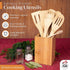 IGA - Organic Bamboo Cooking Utensils Set Spoons, Spatulas With Holder For High Heat Resistant In Nonstick Pots, Pans & Cast Irons Skillets (8-Piece Set) Great Gift Idea For Everyday Use