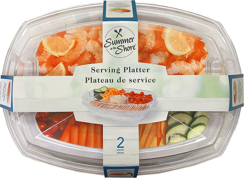 Summer at the Shore Divided Appetizer Serving Platter, Great for Picnics and Barbeques, Outdoor Hosting Party Planning Accessory, One Size, Clear (1567A6-AMZ)