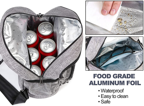 AmHoo Insulated Lunch Box Bag Reusable Cooler Backpack Double YKK Zippers Waterproof Multiple Pockets Quilted For Women Hiking Beach Picnic Trip,Purple