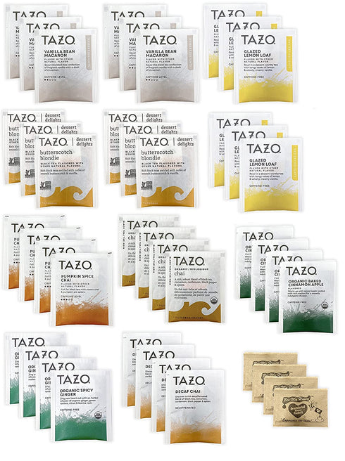 Tazo Teas Tazo Tea Bags Sampler 38 Count Variety Gift Box, Dessert Themed 8 Different Flavors Set