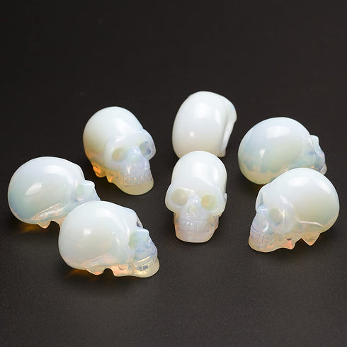 2.0inch Natural Carved Skull Crystal Reiki Healing Stone Statue Collectible Figurine (Opalite)
