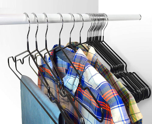 KEPLIN 20x Premium Rubber Coated Metal Hangers - Heavy Duty - Space Saving Organiser Clothes Hangers for Wardrobes Coat Rack Rails