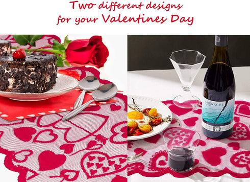 10PCS Valentines Day Decorations Table Runners Placemats Romantic Lace Heart Centerpieces Wedding Party Decor Supplies