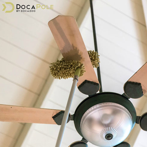 DocaPole Microfiber Flex-and-Stay Ceiling Fan Duster // Fan Duster with Removable Microfiber Chenille Dusting Cloth // For Dusting High Ceiling Fans with Extension Pole // DocaPole Cleaning Attachment