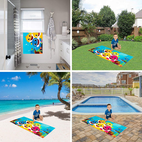 Franco Kids Super Soft Cotton Beach Towel, 58 in x 28 in, Baby Shark