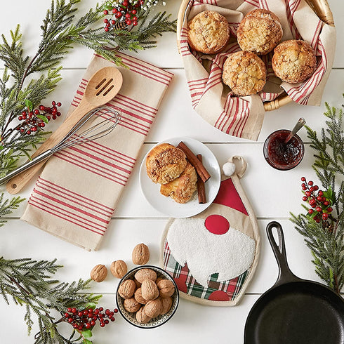 DII Collection Kitchen Set, Potholder 8x9 Dishtowels 18x28, Winter Gnome, 3 Piece