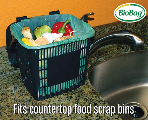 BioBag (USA), The Original Compostable Bag, 3 Gallon, 100 Total Count, 100% Certified Compostable Kitchen Food Scrap Bags, Kitchen Compost Bin Compatible