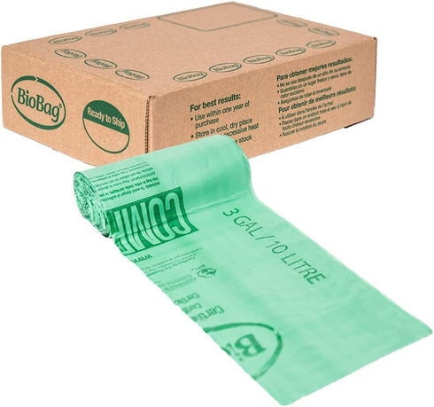 BioBag (USA), The Original Compostable Bag, 3 Gallon, 100 Total Count, 100% Certified Compostable Kitchen Food Scrap Bags, Kitchen Compost Bin Compatible