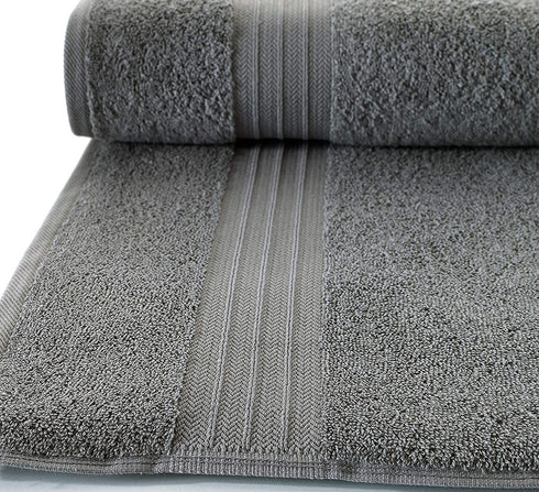 Qute Home 4-Piece Washcloths, Bosporus Collection 100% Turkish Cotton Premium Quality Towels for Bathroom, Quick Dry Soft and Absorbent Turkish Towel, Set Includes 4 Wash Cloths (Grey)