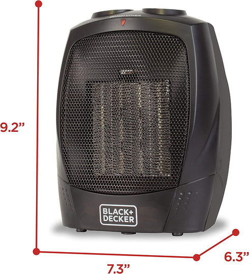 BLACK+DECKER Portable Space Heater, 1500W Room Space Heater with Carry Handle for Easy Transport