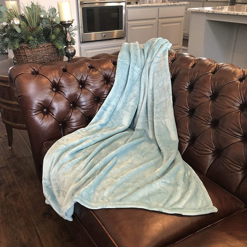 Allgala 60x45 Super Soft Flannel Plush Light Weight Throw Blanket-Teal/Mint Green-BLK82303