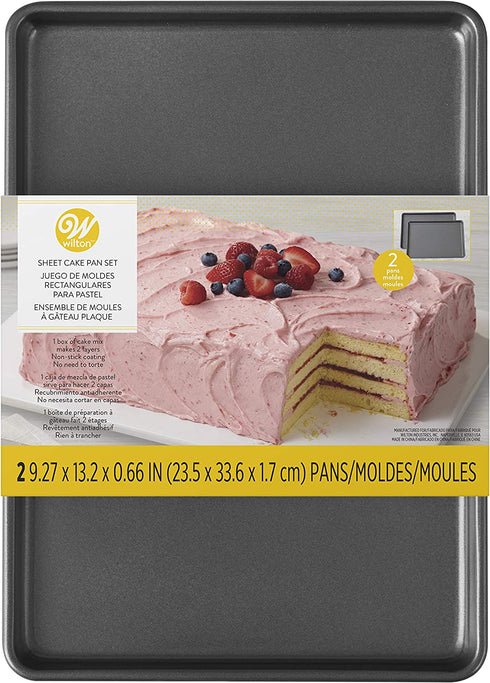 Wilton Easy Layers Sheet Cake Pan, 2-Piece Set, Rectangle Steel Sheet Pan