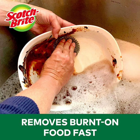 Scotch-Brite Stainless Steel Scrubbers, Ideal for Uncoated Cookware, 16 Scrubbers