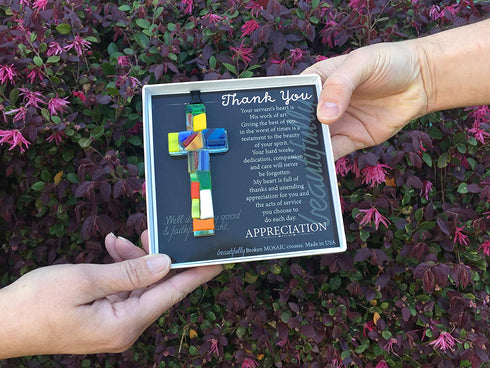 Heartfelt Sentiment With Handmade in USA Cross - Thank You Gift for Family/Friends/Colleagues/Caregivers/Gratitude Gift/Appreciation Gift for Mentor/Pastor/Minister
