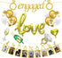 Engagement Wedding Decorations,Gold Engaged Banner, Photo Banner and Set of 12+5 distinctive Balloons for Engagement/Wedding/Anniversary/Valentines Day Party