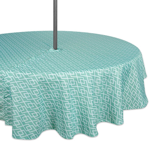 DII Diamond Outdoor Tabletop Collection, Stain Resistant & Waterproof, 60" Round w/Zipper, Aqua