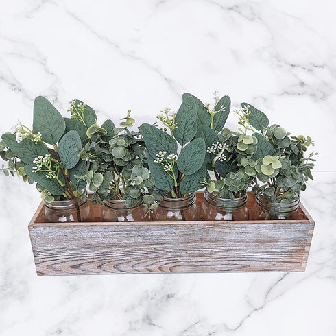 Winlyn 20 Pcs Mixed Eucalyptus Leaves Stems Bulk Artificial Oval Eucalyptus Leaves with White Seeds Stems and Eucalyptus Leaves Sprays for Vase Floral Wreath Bouquets Wedding Greenery Decoration