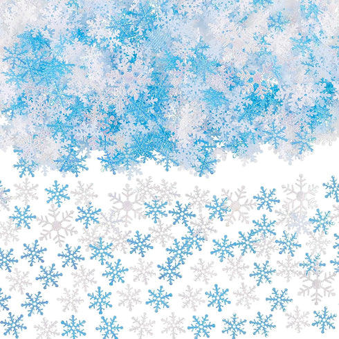 1200Pcs Snowflake Confetti Blue & White Glitter- Winter Wonderland Decor, Blue Snowflake Confetti, Snowflake Party Favors for Kids, Winter Baby Shower Decorations, Christmas Confetti Decor