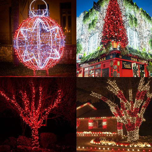 Twinkle Star 66ft 200 LED Christmas Tree String Lights UL Safe Certified Outdoor Fairy Lights Plug in, Expandable Green Wire Clear Bulbs Mini Lights 8 Modes, Xmas Wedding Party Decoration, Red
