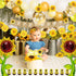 Sunflower Birthday Party Decorations Supplies 104Pcs - Sunflower Happy Birthday Banner, Artificial Sunflower Vine, Aluminum Foil Balloon, Cake Toppers, Balloons and Tools for Sunflower Garland Arch
