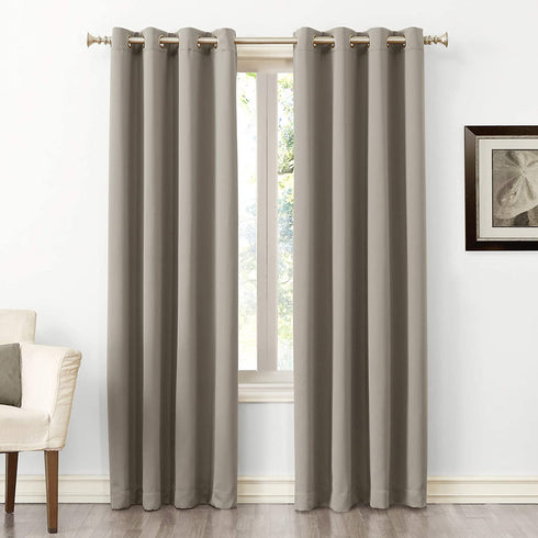 Sun Zero Soho Blackout Energy Efficient Grommet Curtain Single Panel, 54" x 84", Stone
