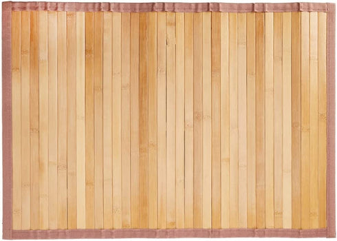 iDesign Formbu Bamboo Floor Mat Non-Skid, Water-Resistant Runner Rug for Bathroom, Kitchen, Entryway, Hallway, Office, Mudroom, Vanity, 17" x 24", Natural Beige,81132