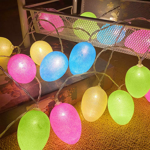 Easter Lights Decorations 10 Ft 20 Led Easter Eggs String Lights Battery Operated Fairy Lights Garland Easter Decorations for Home Party Indoor Outdoor Tree Bedroom Easter Hunt (Warm White)