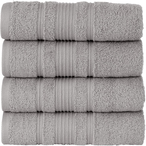 Qute Home 4-Piece Hand Towels Set, 100% Turkish Cotton Premium Quality Towels for Bathroom, Quick Dry Soft and Absorbent Turkish Towel Perfect for Daily Use, Set Includes 4 Hand Towels (Grey)