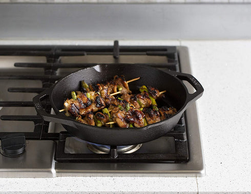 Lodge 10.25" Cast Iron Dual Handle Grill Pan, Black