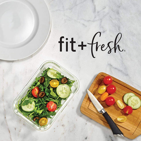 Fit & Fresh Glass Containers, Set of 5 Containers with Locking Lids, Meal Prep, 5 Pack, Glass Storage Containers with Airtight Seal, 28 oz.