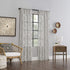 Archaeo Fragmented Geometric Embroidery Mid-Century Modern Natural Linen Blend Curtain, 50" x 84", Black/Linen
