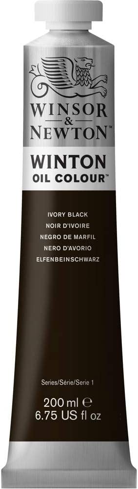 Winsor & Newton 1437331 Winton Oil Color Paint, 200-ml Tube, Ivory Black
